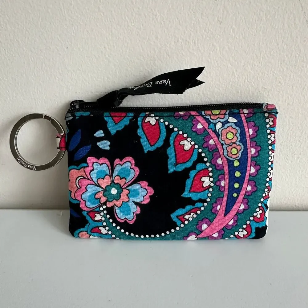 Vera Bradley Signature Cotton Haymarket Paisley Zip ID Case Mini Wallet - Picture 2 of 5